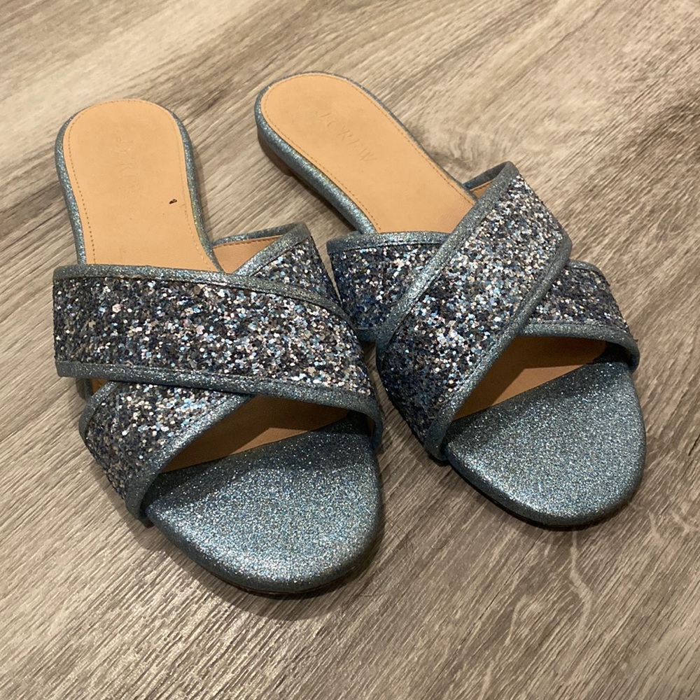 J. Crew Blue Sparkly Sandals size 6.5